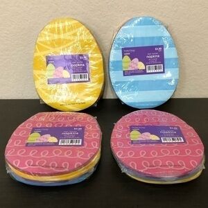 Easter Napkins 4 Packages Egg Shapes Pink Purple Blue Yellow Table Decor NWT
